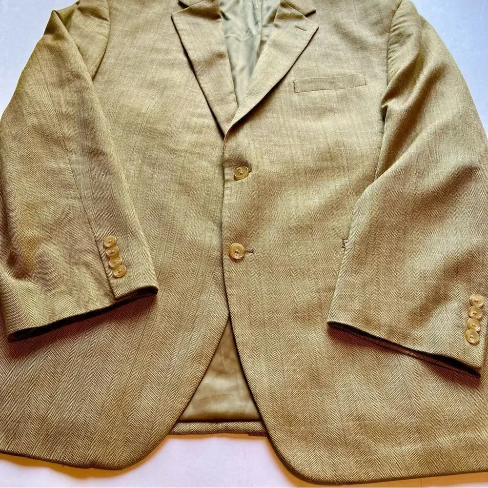 Lauren by Ralph Lauren Men's Sport Coat Camel w/lt blue pinstripe Size 48R